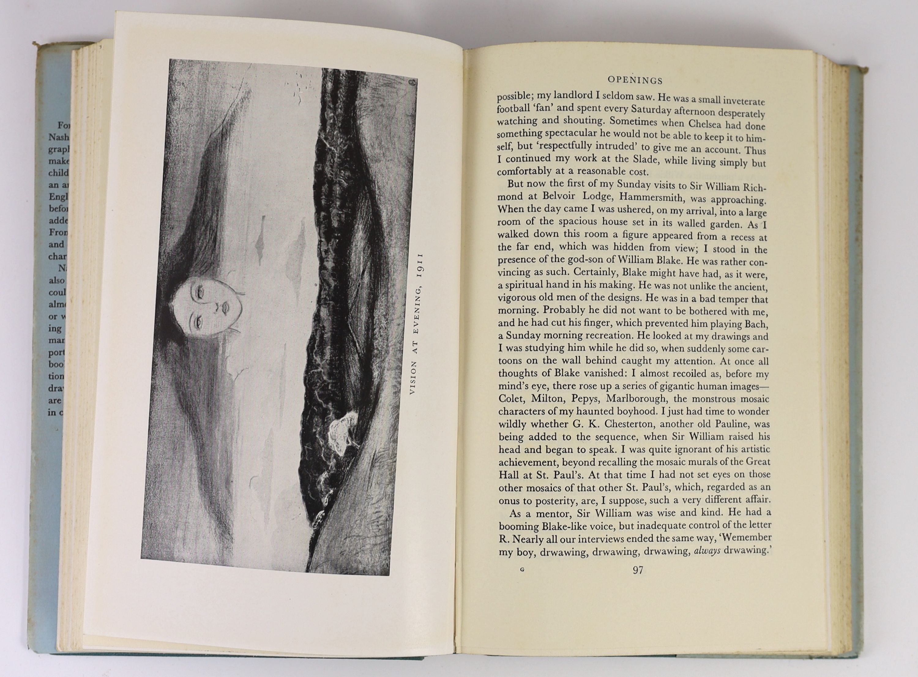 Nash, Paul - Outline. 1st ed. Complete with 3 plates, 2 being coloured, and numerous full page text illus. Publishers cloth with Letters direct on upper and spine and original illustrated d/j. 8vo Faber and Faber Limited